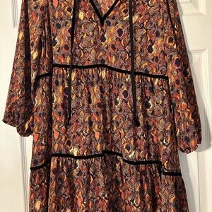 Boho Tiered Print Tunic Dress in Multicolor